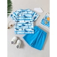 thumbnail image 3 of Kids Boys Beach Shorts Set, Short Sleeve Coconut Tree Print T-shirt with Elastic Waist Shorts Summer Outfit, 3 of 8