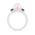 thumbnail image 2 of Angara Japanese Akoya Cultured Pearl & Blue Sapphire Engagement Ring in 14K White Gold for Women | June Birthstone Jewelry for Her, 2 of 8