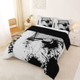 thumbnail image 2 of Erosebridal Sport Ice Hockey Boy Queen Comforter Set 3pcs,Black White Watercolor Splash Bedding Comforter Set,Black Reversible, 2 of 6