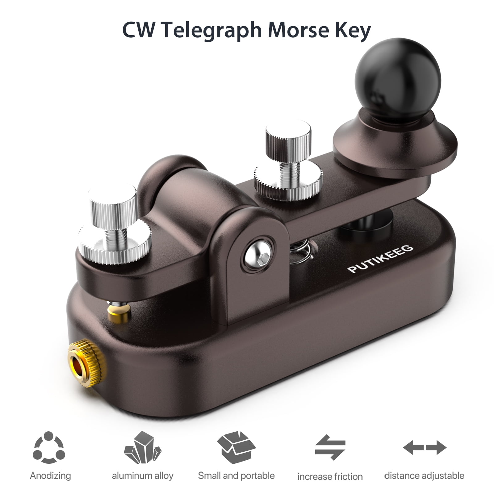 Putikeeg Morse Code Straight Key, Morse Code Single Paddle Key（BROWN）