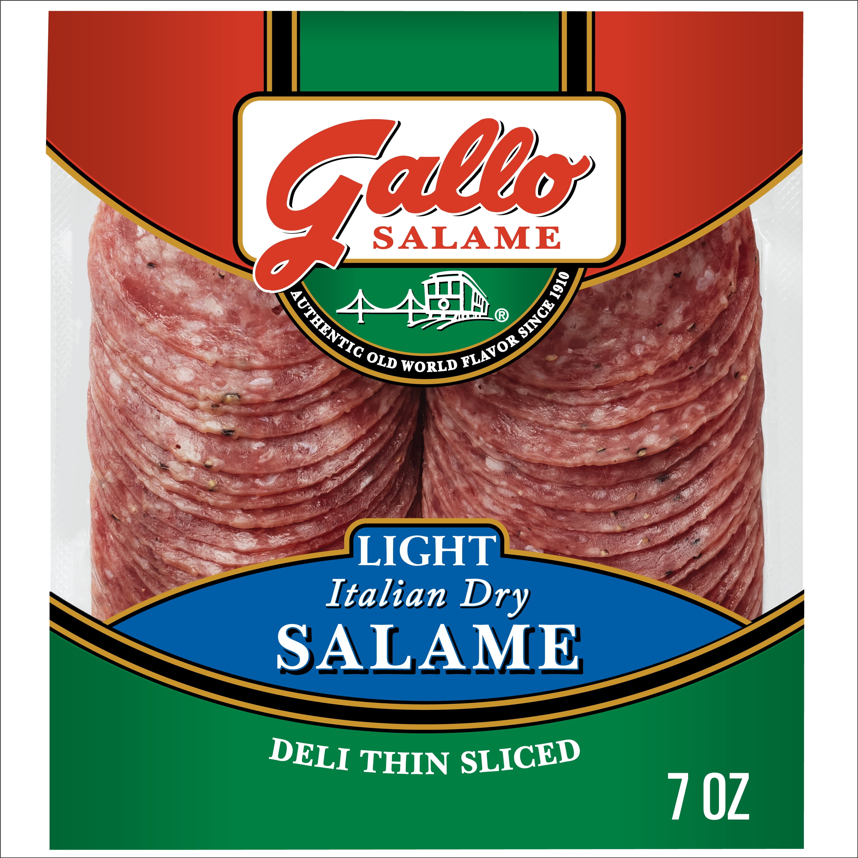 Gallo Salame Deli Thin Sliced Light Italian Dry Salami Lunch Meat, 7 oz