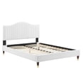 thumbnail image 2 of King Size Platform Bed Classic White Velvet Vertical Channel Tufting, 2 of 7