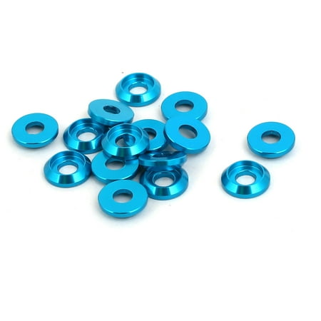 - M3 Aluminum Alloy Fender Bumper Engine Dress Up Washer Sky Blue 15pcs