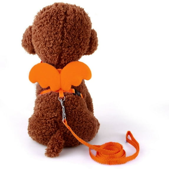 Soft Safe For Small Dogs Angel Wing Outdoor Walking Pet Supplies Adjustable Cat Puppy Leash Set Dogs Leads Rope Pet Harness Puppy Collars ORANGE XS
