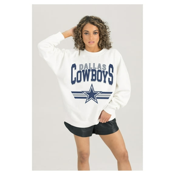 Women's Gameday Couture  White Dallas Cowboys Swift Strike Premium Oversized Fleece Pullover Sweatshirt