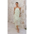 thumbnail image 2 of Vestido de Color Sólido Elegante de Gasa en Capas con Volantes, Moda Casual de las Mujeres 3/4 Manga Cuello Redondo para el Hogar Y el Uso Diario, 2 of 9