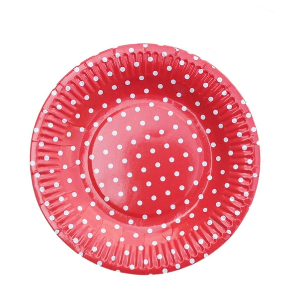 RENACLIPY Red Disposable Party Plates, Polka , Ideal for Birthday Celebrations and Special Events