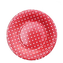 RENACLIPY Red Disposable Party Plates, Polka , Ideal for Birthday Celebrations and Special Events