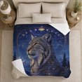 thumbnail image 5 of Wolf Portrait with Moon Phases and Stars, Mystical Rustic Style for Wildlife Lovers, Celestial Forest Motif and Father's Day Gift, Warm Flannel Blanket for Cabin and Bedroom, Home Decor, 5 of 9