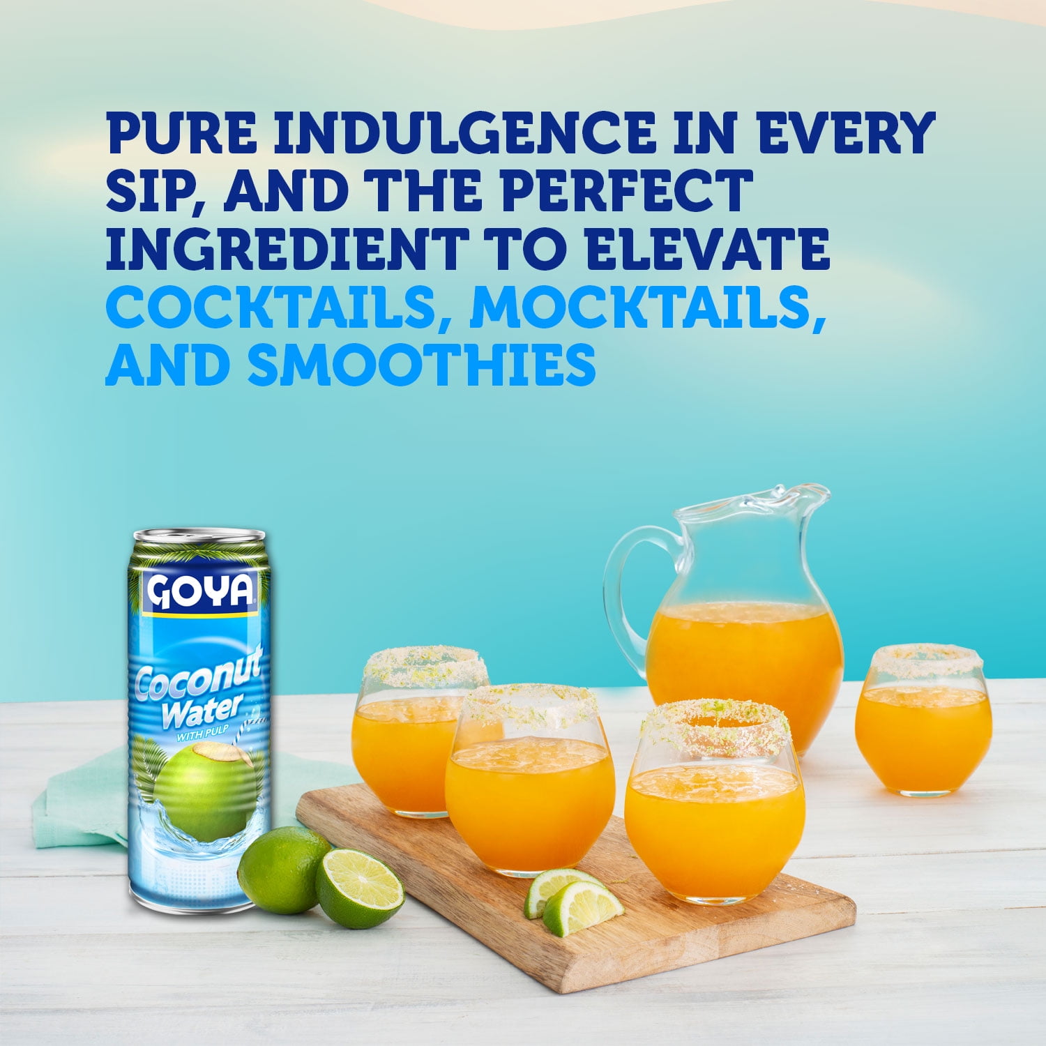GOYA Coconut Water with Pulp, 17.6 fl oz Can, Tropical Beverage