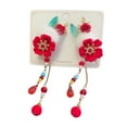 thumbnail image 2 of Eoperou 1 Pair Girls Hairpins Chinese Style Long Tassel Flower Beads Bow Decor Anti-slip Festive Photo Prop New Year Hair Decoration Hair Clips Cosplay Hair Accessories, 2 of 8