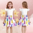 thumbnail image 4 of MKOSPLRT Robes de Plage pour Fille 3-14 Ans Manches Volantées Mignonne Robe Buuny Col Ras du Cou Imprimé Drôle Robes d'Été Fluides Évasées Coupe A, 4 of 6