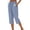 Blue, variant on Vivianyo HD Women's Summer Thin Vertical Stripe Capri Pants, Womens Drawstring Elastic Waist Casual Capris with Side Pockets for Vacation Beach, Women's Khaki, Sizes S-2XL