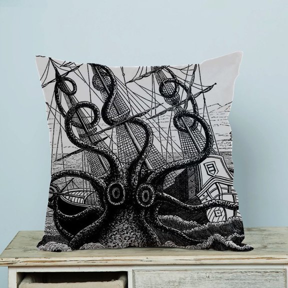 GCKG Black Octopus Pillow Case Pillow Cover Pillow Protector Two Sides 18 x 18 Inches
