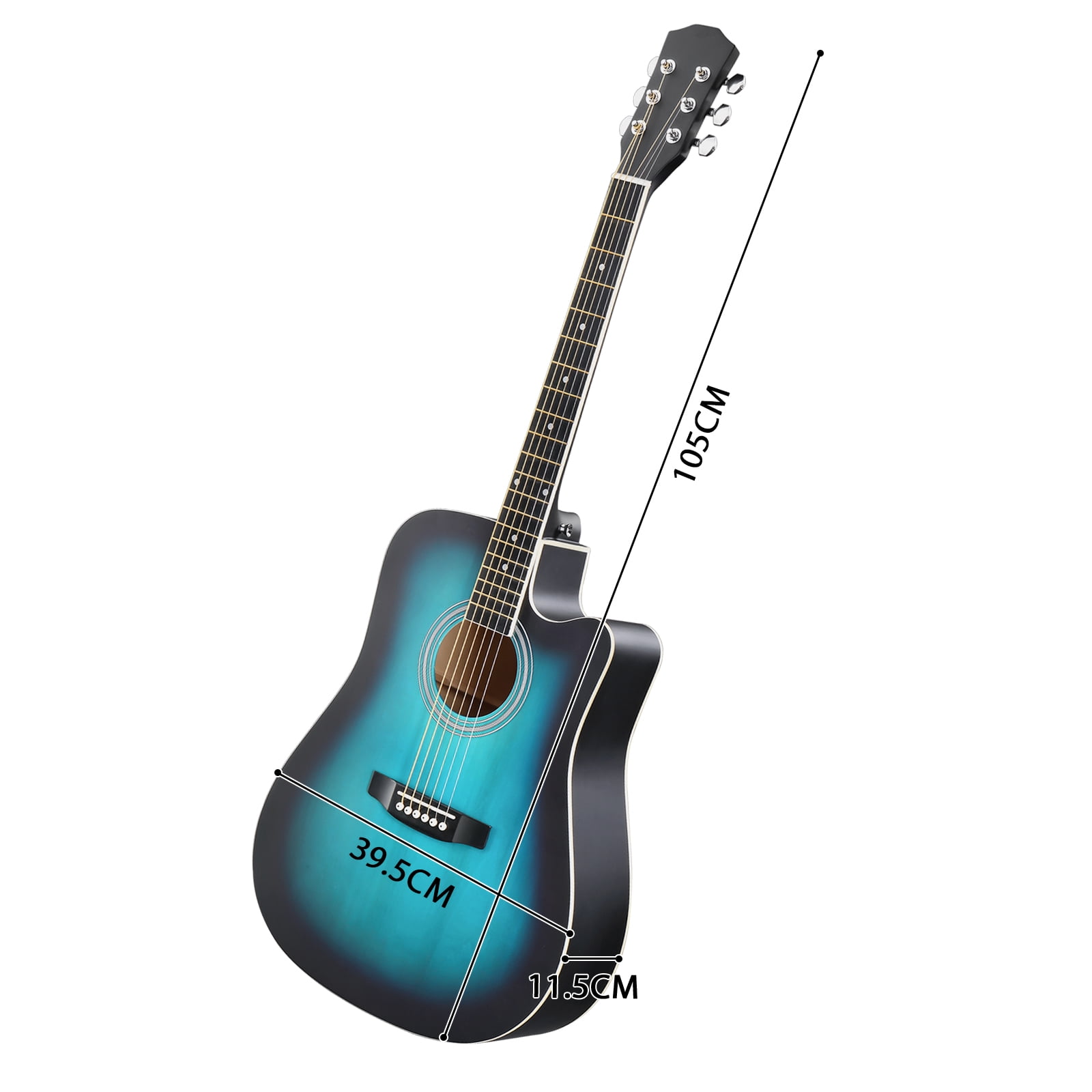 Full-Size Dreadnought Cutaway Acoustic Guitar, Basswood Body, Steel Strings, Beginner-Friendly Setup, Includes Gig Bag, Strap, Picks, and Spare Strings