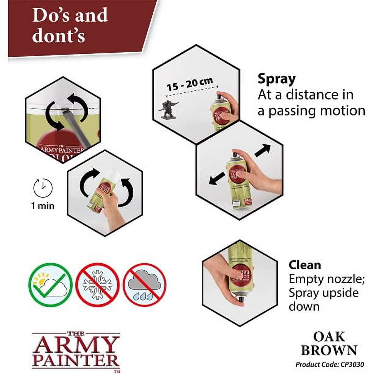 The Army Painter Color Primer Spray Paint, Oak Brown, 400ml, 13.5oz - Acrylic Spray Undercoat for Miniature Painting - Spray Primer for Plastic Miniatures