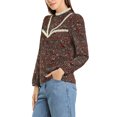 thumbnail image 4 of Allegra K Women's Floral Lace Trim Stand Collar Long Sleeves Blouse Tops, 4 of 6