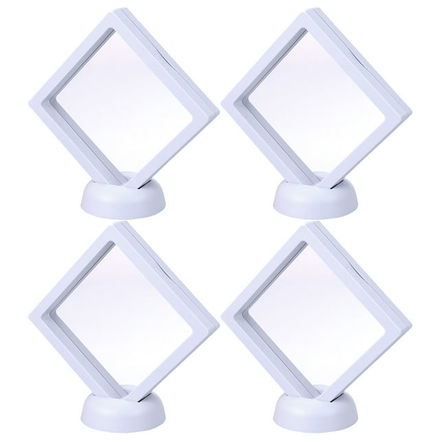 Milisten 8pcs Simple Jewelry Display Box Creative Jewelry Display Rack Jewelry Showing Case for Shop Mall - White (4pcs Display Case + 4pcs Round Base)