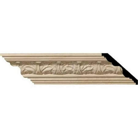 2 1/8"H x 2 3/8"P x 3 1/4"F x 94 1/2"L Acanthus Leaf Carved Wood Crown Moulding, Maple