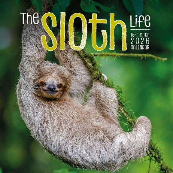 Carousel Calendars, Sloth Life 2026 Wall Calendar, 12'' X 12'', 16-Month Calendar with Stapled Binding