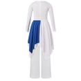 thumbnail image 4 of TSSOE Kids Girls Long Sleeve Praise Dance Dress Asymmetrical Liturgical Worship Church Robe and Wide Leg Pants Set Blue 16, 4 of 7
