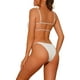 thumbnail image 3 of Conjuntos de bikini de dos piezas de color sólido con tirantes de espagueti y espalda descubierta, traje de baño grande en blanco, 3 of 5