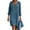 Blue, variant on WILLBEST Chambray Dresses for Women 2024 Women's Solid Color Patchwork Midi Dress with Long Sleeves V Neck and Self Tie Belt