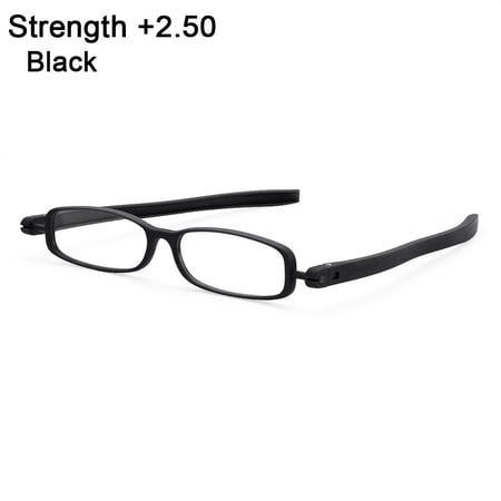 +1.00~+4.0 Diopter Reading Computer Light weight Vision Care Presbyopia Eyeglasses 360 degree Rotation Folding Reading Glasses Eyewear BLACK STRENGTH +2.50