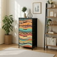 thumbnail image 7 of Boho Dresser for Bedroom with 4 Storage Drawers wavy Ethnic tribal motifs Colorful african print for textiles Dressers Chest of Drawers Steel Framed Fabric Closet Organizers for Entryway, 7 of 7