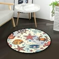 thumbnail image 5 of SKYSONIC Sea Pattern with Steering Wheel Crab Pearl Starfish Shrimp Aqualung Jellyfish FishRound Area Rug Chair Couch Cover Area Rug for Bedroom Floor Sofa Living Room Non-Slip Home Decor 3 x 3, 5 of 5
