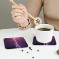 thumbnail image 6 of Pofeuu Thunderstorm Violet Purple Print Leather Coasters Set of 6, Round Cups Mugs Mat Pad for Home Kitchen Heat Resistant Drink Coasters,Square, 6 of 7