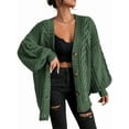 thumbnail image 3 of Women'S 2025 Autumn and Winter Oversized Cardigan Sweater Soft Knit Cardigan Front Button Coat Green S, 3 of 6