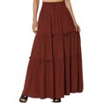 thumbnail image 1 of TheMogan Women's Ruffle Tiered Woven Drawstring Elastic High Rise A-Line Long Maxi Skirt, 1 of 7