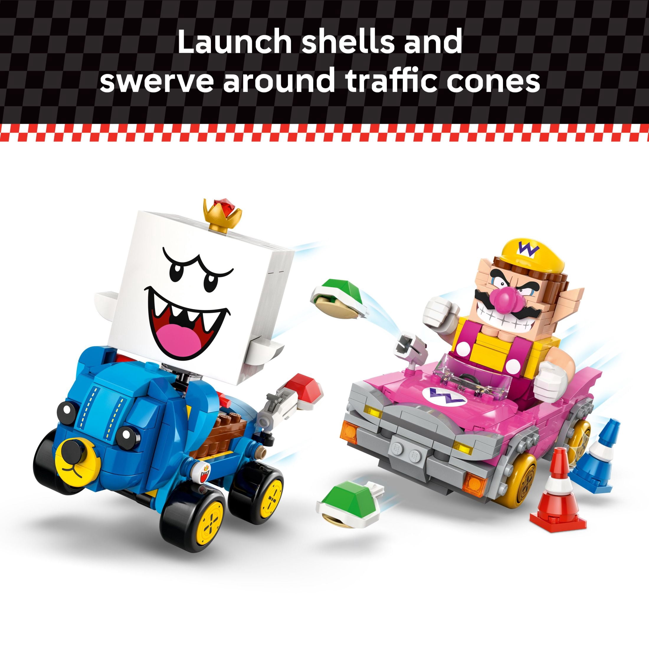 LEGO Super Mario: Mario Kart – Wario & King Boo Building Toy for Kids - Buildable Car Toys W/Drifting Action for Boys & Girls, Ages 8+ - Pretend Play Gift Idea for Birthdays & Any Gaming Fans - 72038