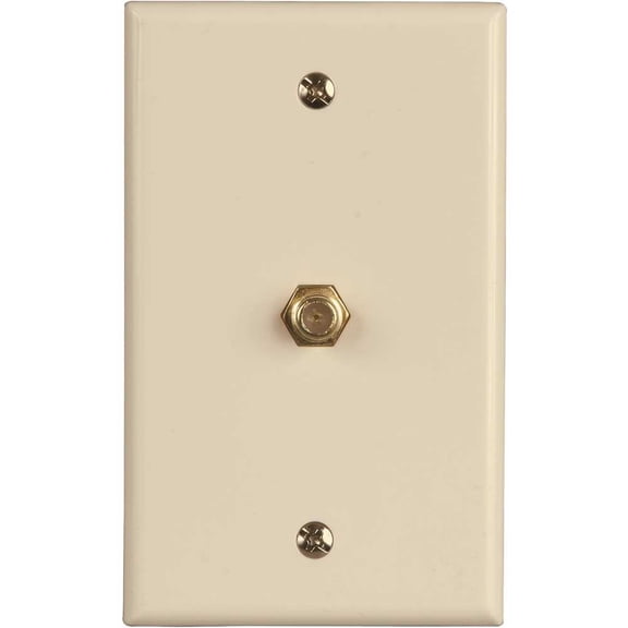 Westek VWRG6IV1-10 1-Gang CATV F-Type Coaxial Connector With Wall Plate, Plastic, Ivory - pack of 10