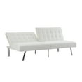 thumbnail image 2 of Naomi Home White Faux Leather Split Back Futon Sofa Bed, Foldable, Reclining, 68.5"L x 41.3"W x 31.5"H, 2 of 14