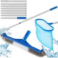 thumbnail image 1 of 3 Pcs Swimming Pool Cleaning Kit,12 ft Telescopic Aluminum Pole16.9 Inch Brush Head with Fine Mesh Skimmer Net Swimming Pool Cleaner for Spas, Hot Tub Fountains, 1 of 5