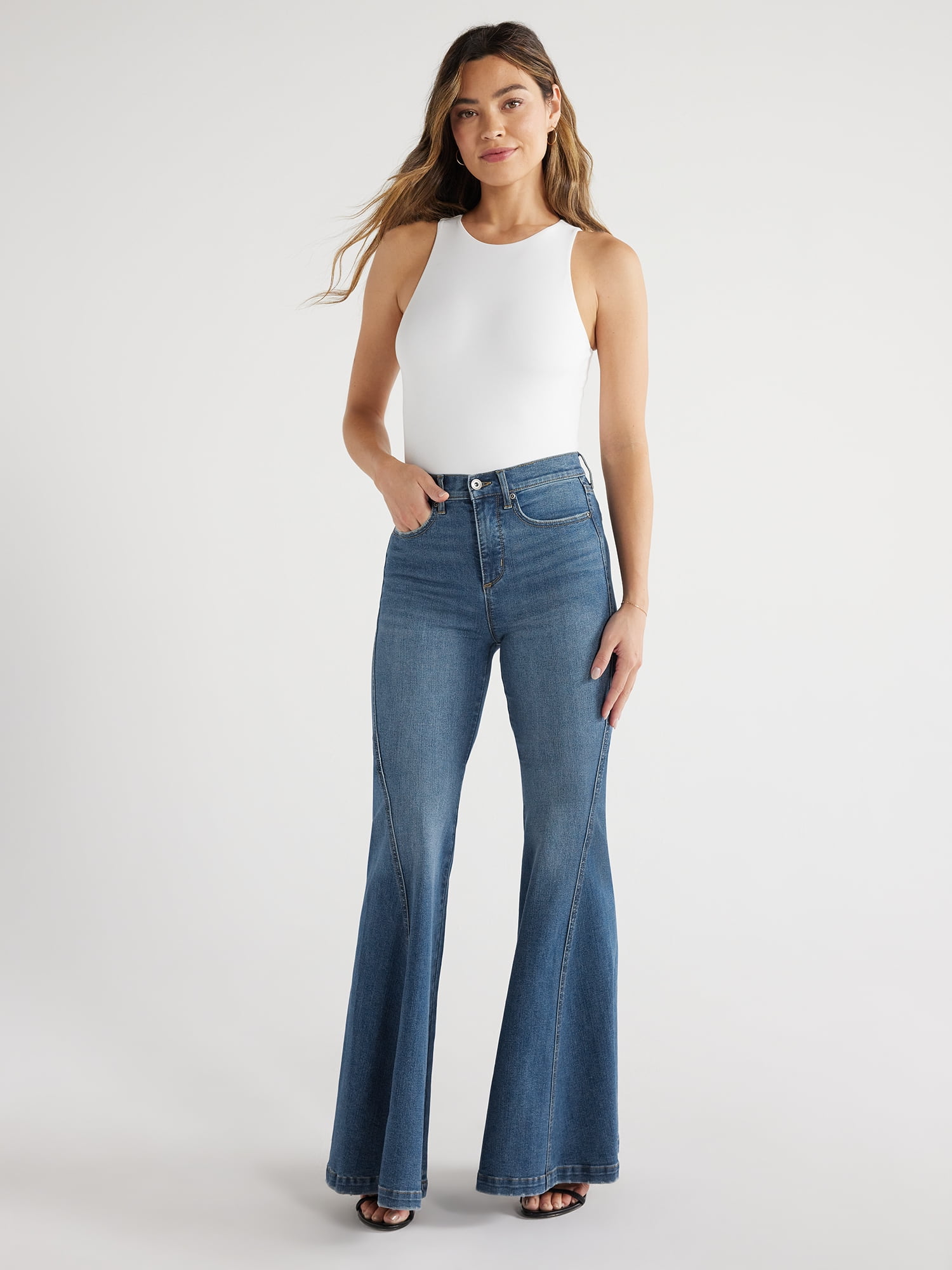 Sofia Jeans Women's Melisa Mega Flare Super High Rise Jeans, 33" Inseam, Sizes 0-20