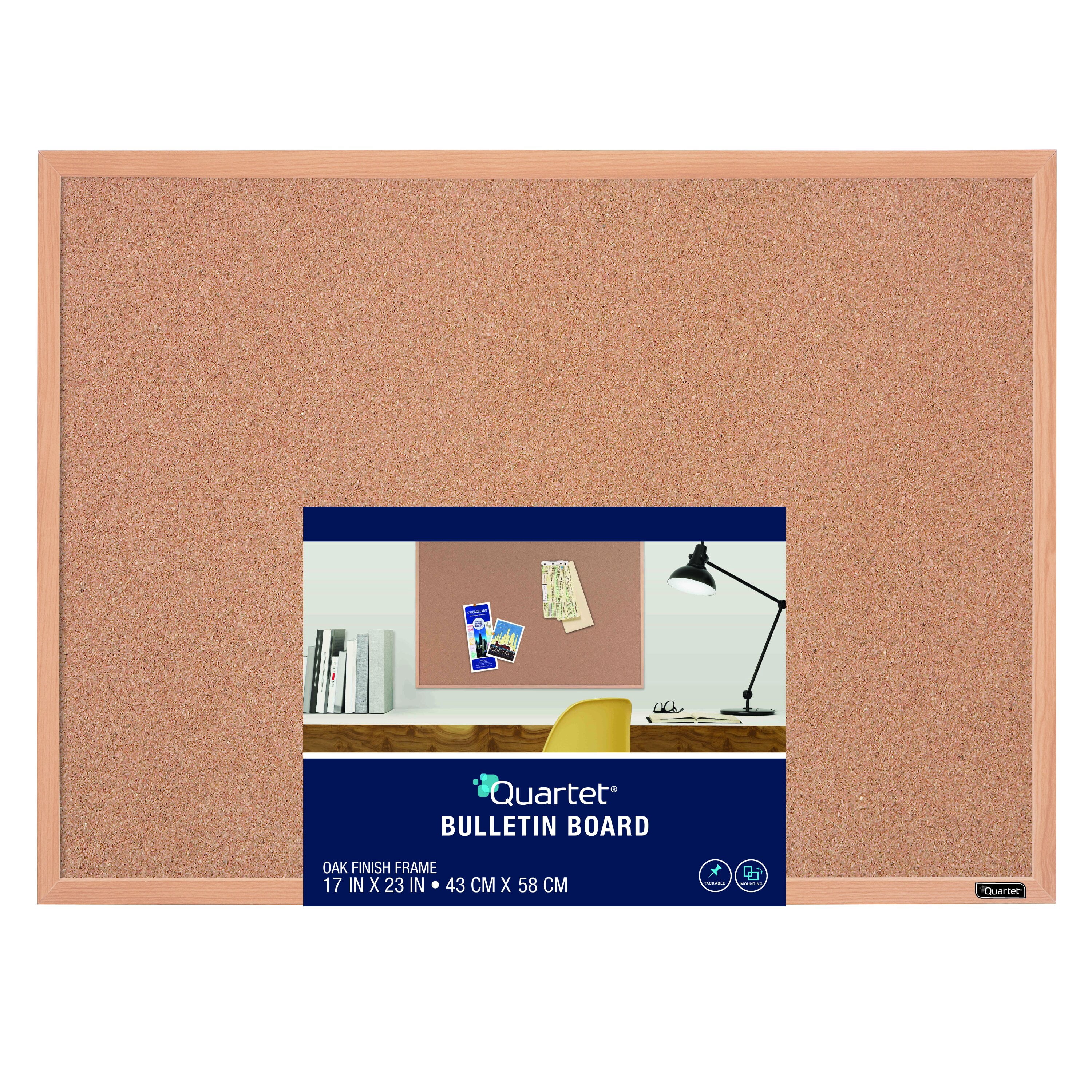 Quartet Cork Bulletin Board, 17" x 23", Oak Finish Frame (35-380342Q)