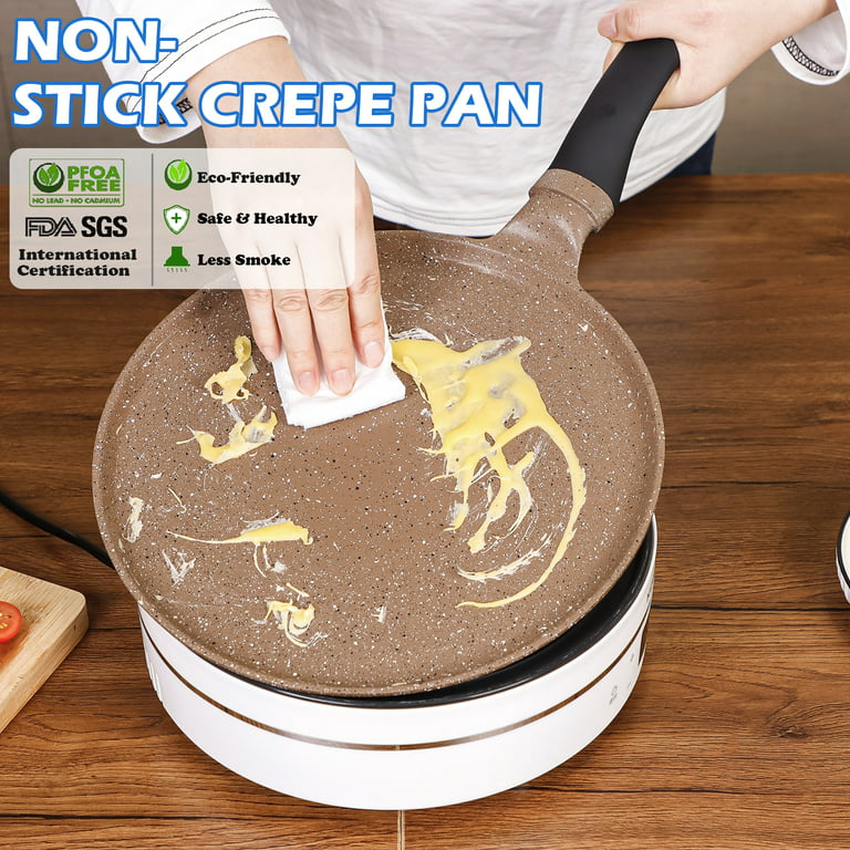 Nonstick Crepe Pan With Spreader, Tortilla Tawa Dosa Pan, Granite