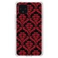 thumbnail image 1 of DistinctInk Clear Shockproof Hybrid Case for Google Pixel 4 (5.7" Screen) - TPU Bumper, Acrylic Back, Tempered Glass Screen Protector - Black Red Damask Pattern - Floral Damask Pattern, 1 of 1