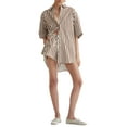 thumbnail image 4 of Franhais Women Pajama Set, Striped Short Sleeve Button Closure Shirt with Shorts Daily Sleepwear Loungewear, 4 of 9