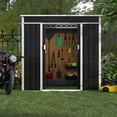 thumbnail image 5 of GangMei Metal Outdoor Storage Shed 6.5FT x 3FT, Steel Utility Tool Shed Storage House with Lockable Door, Metal Sheds Outdoor Storage for Backyard, Garden, Patio (Black)(Lean-to), 5 of 9