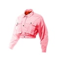 thumbnail image 2 of A2Y Women's Cropped Front Two Pocket Snap Quilted Padding Bomber Jacket Pink S, 2 of 5