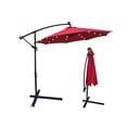thumbnail image 3 of Outdoor Umbrella, DFITO 10 Ft Patio Backyard Umbrella with Solar Lights, Heavy-Duty Outdoor Patio Umbrella with Cross Stand, Weather-Resistant Umbrella for Patio Outside Backyard, Taupe,Red, DJ291, 3 of 6