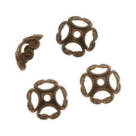 Vintaj Natural Brass Fancy 8mm Etruscan Bead Caps (4)