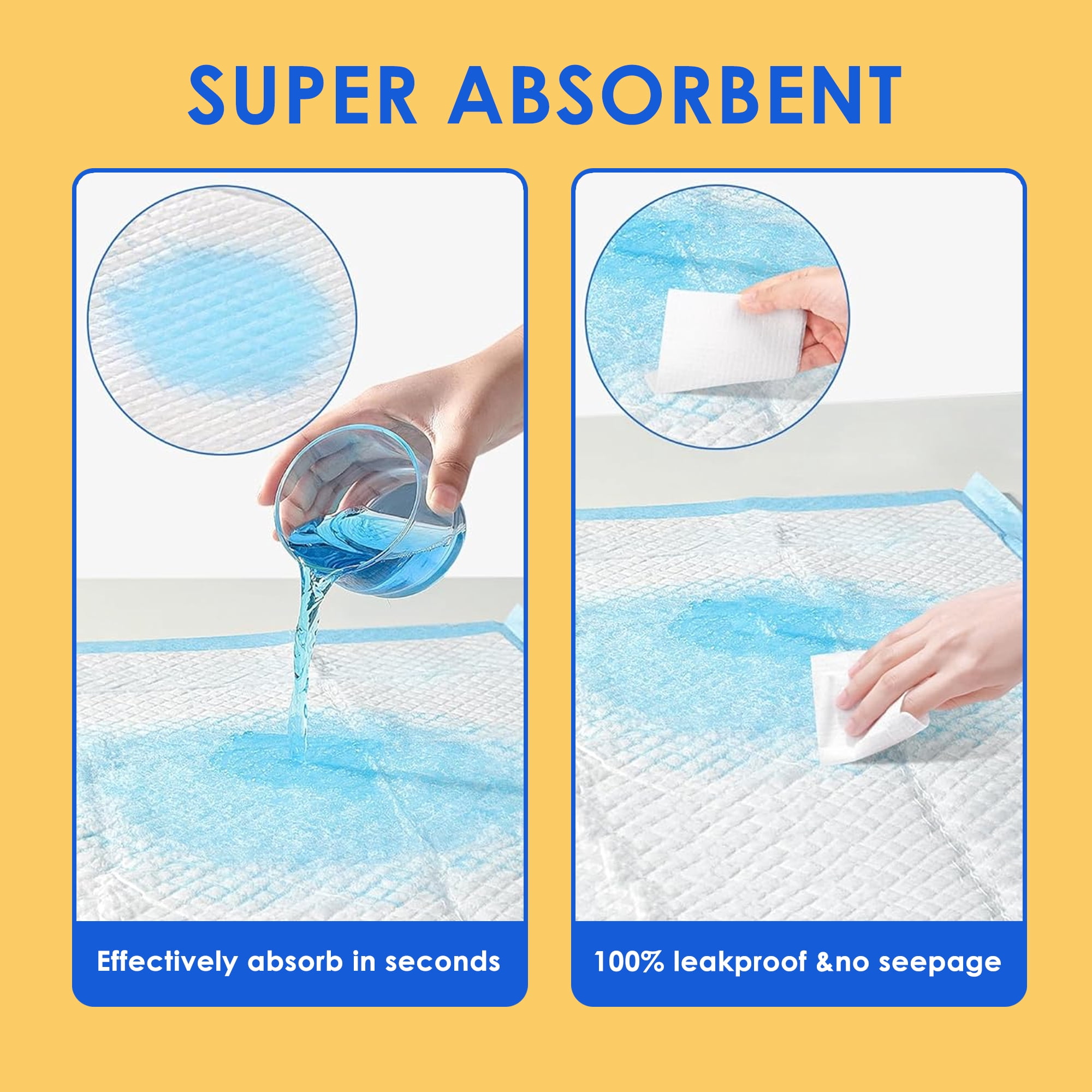 ZDSSY Puppy Pads, 22" x 22", 100 Count Dog Wee Wee Pads with Powerful Absorbency - Quick-Dry Puppy Pee Pads Pet Potty Training -100 Pack