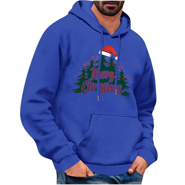 fheaev Chandails à Capuche pour Hommes Chandails en Molleton à Capuche d'Automne Chandails en Molleton de Noël Imprimés Décontractés à Manches Longues