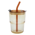 thumbnail image 1 of Bearachild Tazas de café helado versátiles y duraderas con pajita y tapa para llevar o en casa a altas temperaturas Mostrada Ámbar +tapa+pajita, 1 of 6