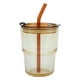 thumbnail image 1 of Cateissary Taza de café de cristal sin plomo y sin BPA/BPS, opción segura y saludable para la taza de té helado de preparación matutina Mostrada Ámbar +tapa+pajita, 1 of 6
